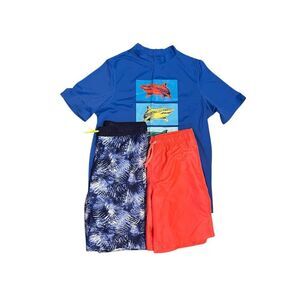 (3) Boys Lot Swim Trunks Rash guard size XL (16-18))